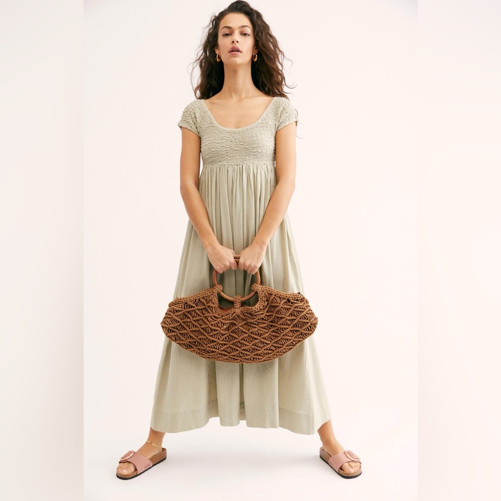 Free People All Eyes on You Boho Midi Dress Spring Green XS